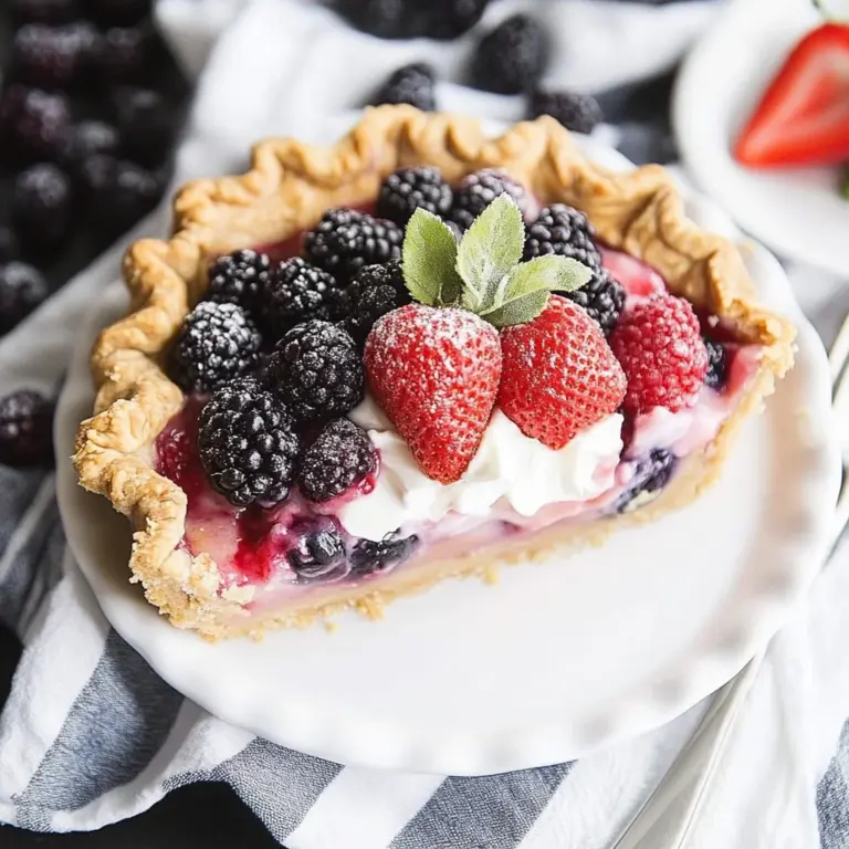 Berry Custard Pie - Berries and Cream Pie
