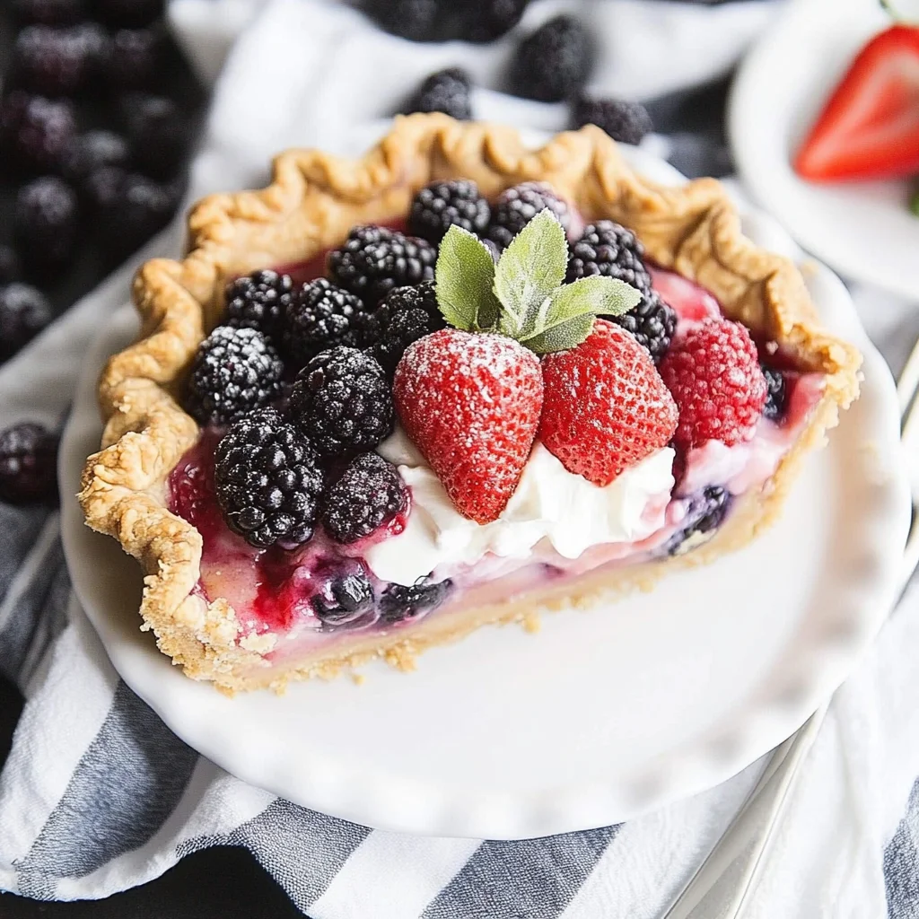 Berry Custard Pie - Berries and Cream Pie