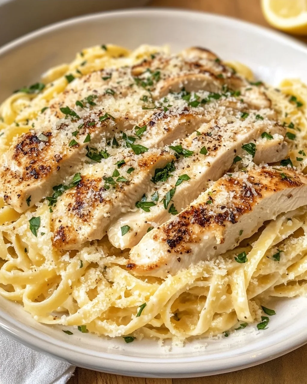 Lemon Garlic Chicken Fettuccine